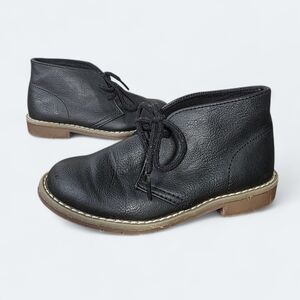 Place Black Ankle Boots Boys Size 12 Faux Leather Lace Up